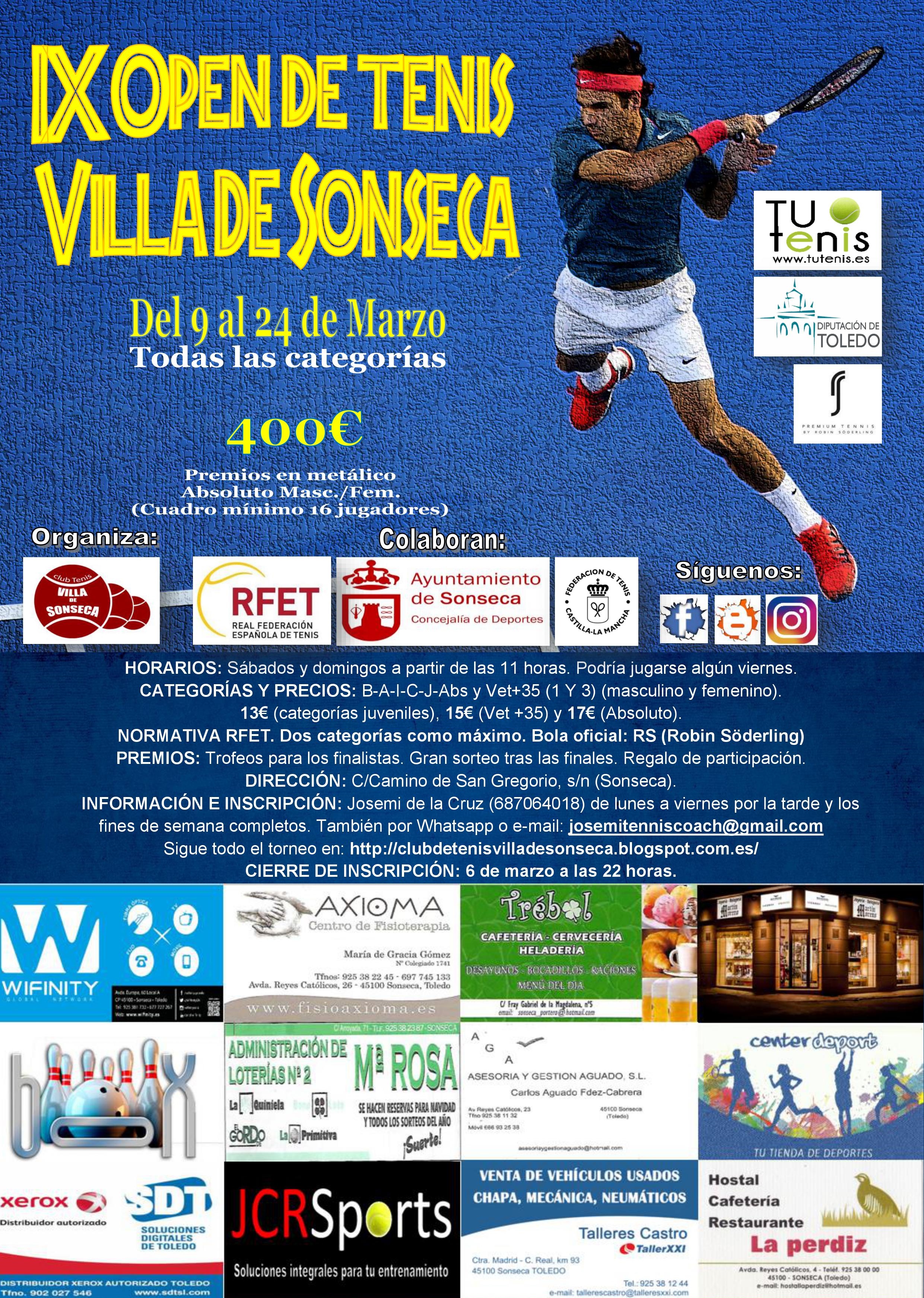 Cartel IX Open de Tenis Villa de Sonseca 2019